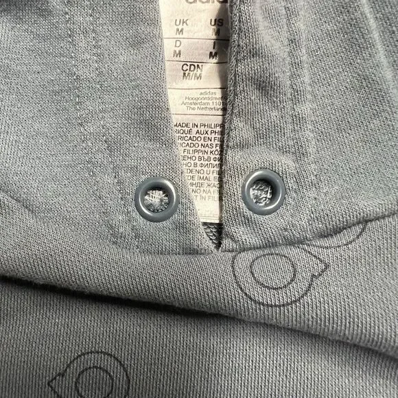 Adidas All Over Logo Hooded Sweatshirt Adult Medium Blue/Gray Hoodie Pockets - Picture 8 of 10